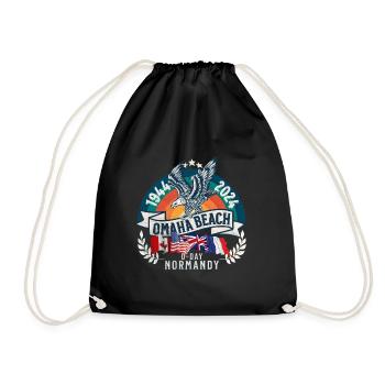 D DAY 80th anniversary Omaha Beach Normandy - Drawstring Bag - black - Front