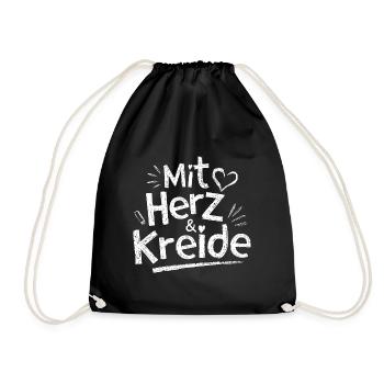 Herz & Kreide Lehrerin Erzieherin Dankeschön - Turnbeutel - Schwarz - Vorne