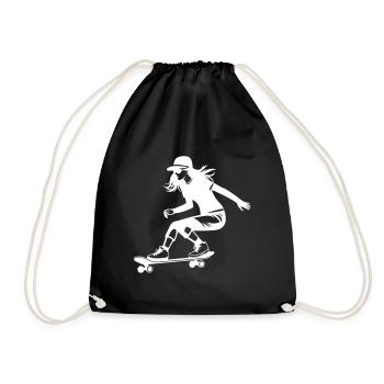 Skateboarding Woman Silhouette Skateboard - Drawstring Bag - black - Front