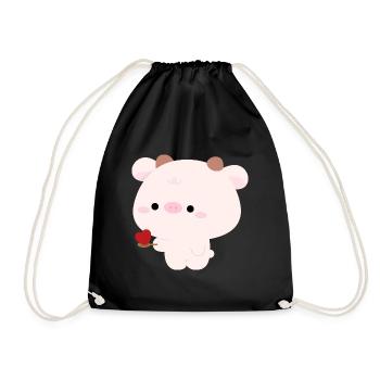 Cow Feeding Love - Drawstring Bag - black - Front