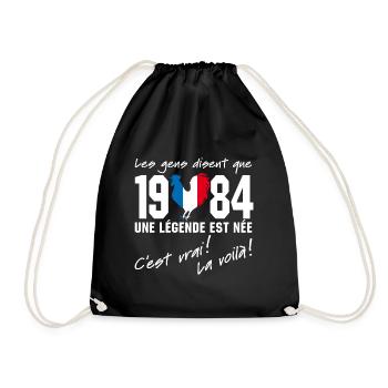 Né en 1984 - Coq aux couleurs françaises - Sac de sport léger - noir - Devant