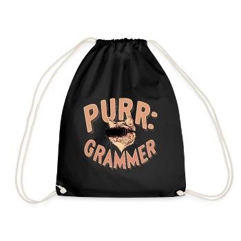 Purr-Grammer Katze Coder Lustig IT Nerd Präsent - Turnbeutel - Schwarz - Vorne
