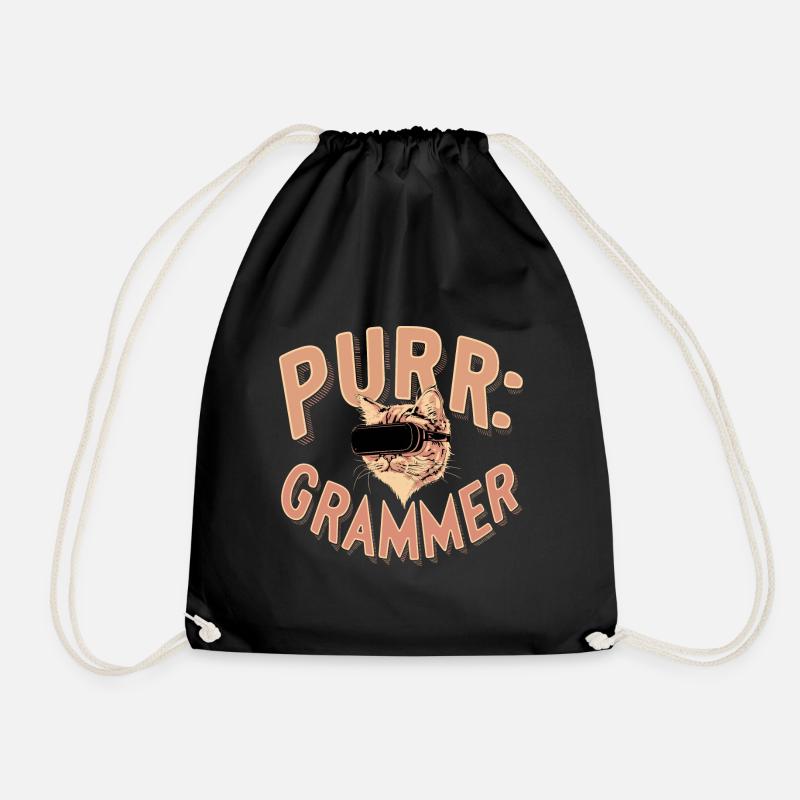 Purr-Grammer Katze Coder Lustig IT Nerd Präsent - Turnbeutel - Schwarz