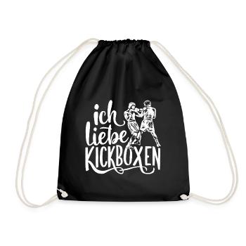 Ich ❤️ Kickboxen Kampfsport Fanartikel - Turnbeutel - Schwarz - Vorne