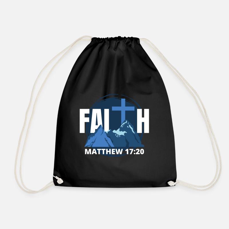Faith - Christliche Geschenkidee Glaube Berge - Turnbeutel - Schwarz
