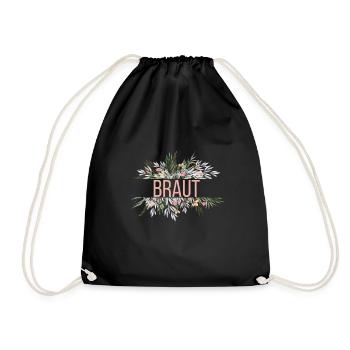 Team Braut! personalisierbar - Turnbeutel - Schwarz - Vorne