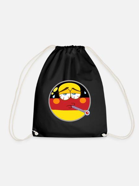 Deutschland kranker Emoticon mit Fieber Smilie - Turnbeutel - Schwarz