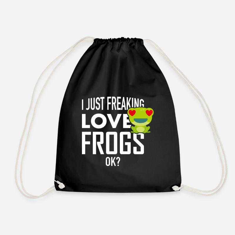 Frog I love frogs - Drawstring Bag - black
