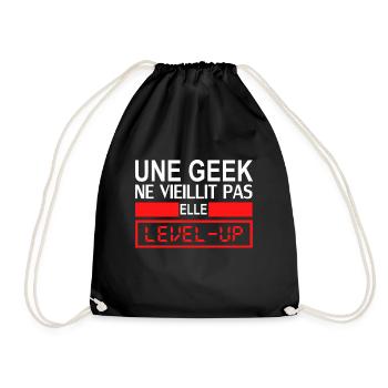 une geek ne vieillit pas elle level up - Sac de sport léger - noir - Devant