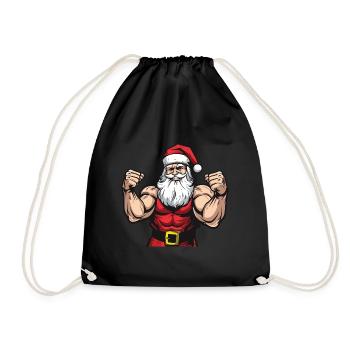 Santa Claus Muscles Gym Santa - Drawstring Bag - black - Front