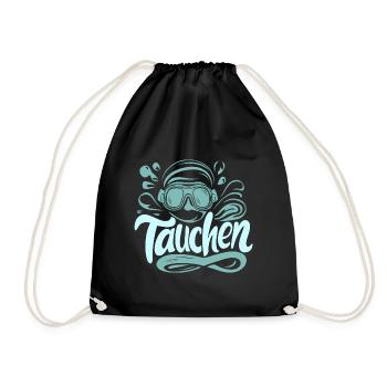 Tauch-Motiv Meer Abenteuer Ausrüstung Geschenk - Turnbeutel - Schwarz - Vorne