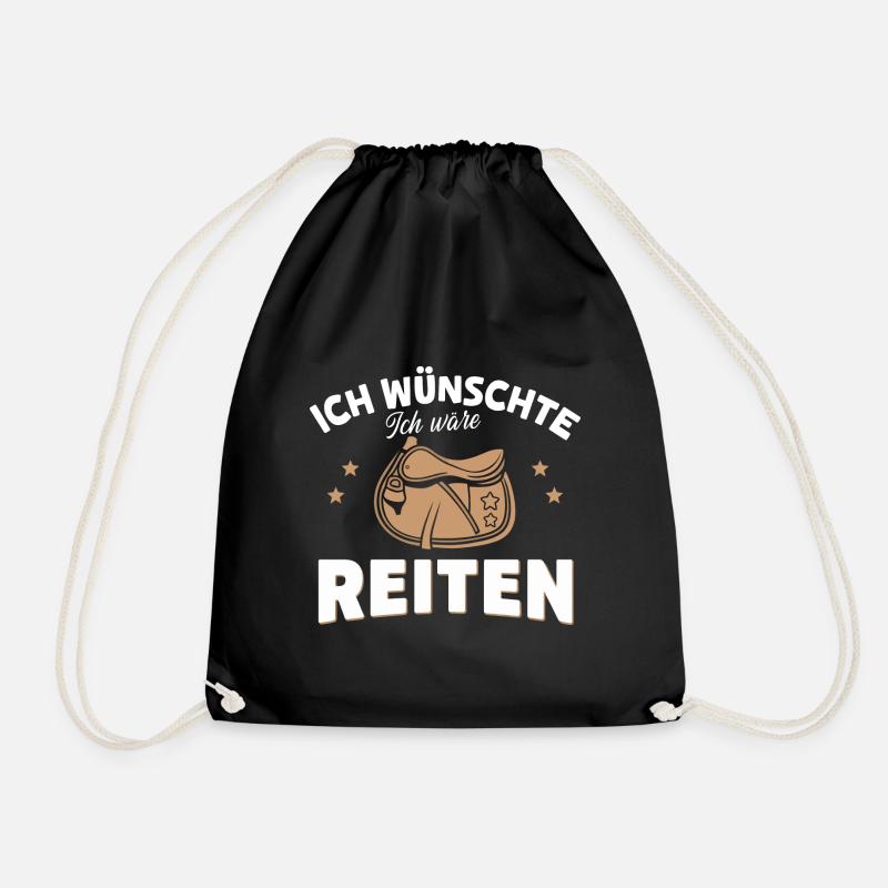 Ich wünschte, ich wäre reiten - Turnbeutel - Schwarz