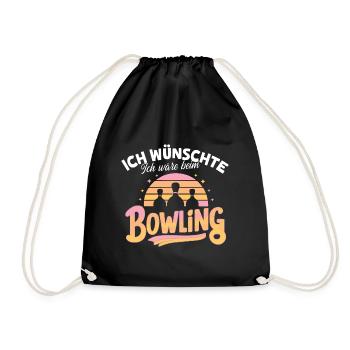 Bowling-Wunsch Fan Hobby Shirt Kegeln Idee - Turnbeutel - Schwarz - Vorne
