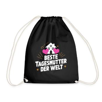 Beste Tagesmutter Welt Danke Liebe Anerkennung - Turnbeutel - Schwarz - Vorne