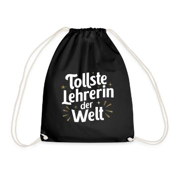 Tollste Lehrerin Welt Dankeschön Präsent - Turnbeutel - Schwarz - Vorne