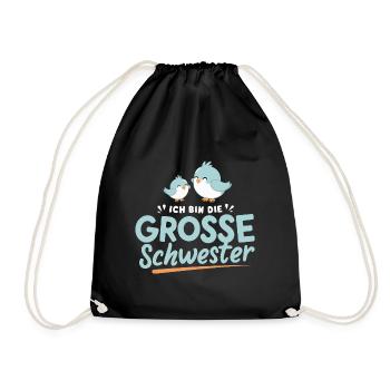 Große Schwester Vogel-Geschenk - Turnbeutel - Schwarz - Vorne