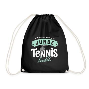 Junge, der Tennis Retro liebt - Turnbeutel - Schwarz - Vorne