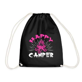 happy camper - Turnbeutel - Schwarz - Vorne