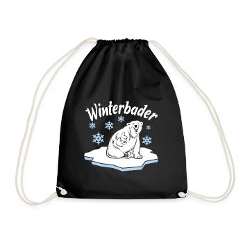 Winterbader Eisbaden Eisbad Spruch - Turnbeutel - Schwarz - Vorne