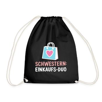Schwestern-Einkaufs Duo: Lustig Beste Schwester - Turnbeutel - Schwarz - Vorne
