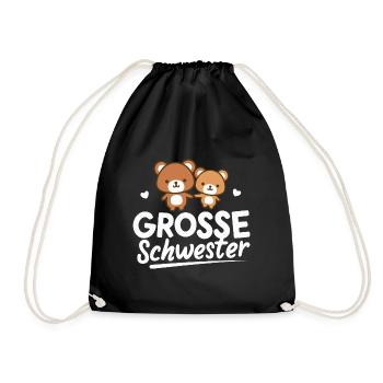 Großes Schwesterbärchen Schwester werden - Turnbeutel - Schwarz - Vorne