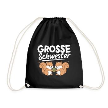 Große Schwester Eichhörnchen Babyparty - Turnbeutel - Schwarz - Vorne