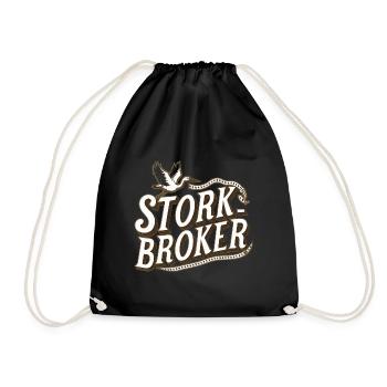 Stork Broker Lustig Finanzen Banker Präsent - Turnbeutel - Schwarz - Vorne