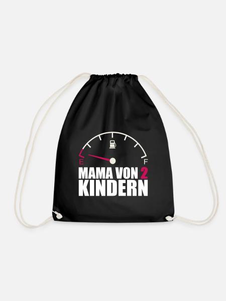 Mama von 2 Kindern Tankanzeige Energie Kraftlos - Turnbeutel - Schwarz