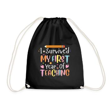 I Survived My First Year of Teaching Graduation - Drawstring Bag - black - Front