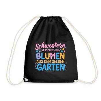 Schwesterherz Lustige Geschenkidee Geburt Hochzeit - Turnbeutel - Schwarz - Vorne