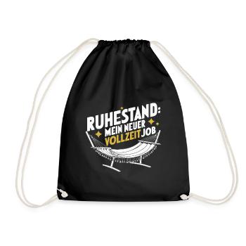 Ruhestand Vollzeitjob Rentner Abschiedsgeschenk - Turnbeutel - Schwarz - Vorne