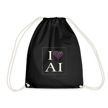 I love AI - Artificial Intelligence ML Technology - Drawstring Bag - black - Front