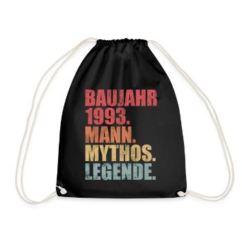 30 Jahre Geburtstag Baujahr 1993 Vintage Geschenk - Turnbeutel - Schwarz - Vorne