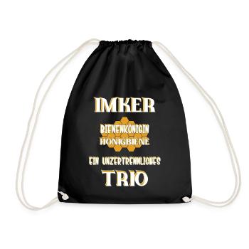 Imker- Bienenkönigin und Honigbiene, einTeam - Turnbeutel - Schwarz - Vorne