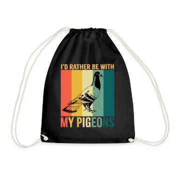 Rather with pigeons retro design for pigeon lovers - Drawstring Bag - black - Front