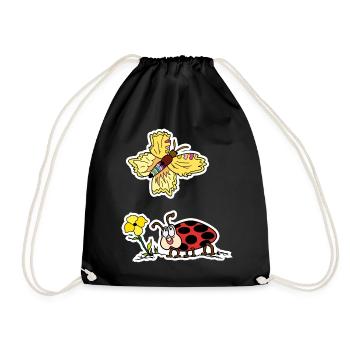 Maybug - fascinated seeing the colourful butterfly - Drawstring Bag - black - Front