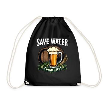 SAVE WATER DRINK BEER - Turnbeutel - Schwarz - Vorne