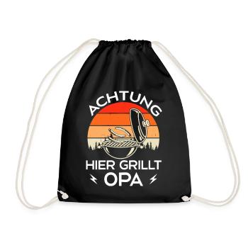Grillen Grillmeister Opa Grill Geschenkidee - Turnbeutel - Schwarz - Vorne