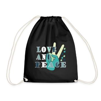 Love Peace Frieden Harmonie - Turnbeutel - Schwarz - Vorne