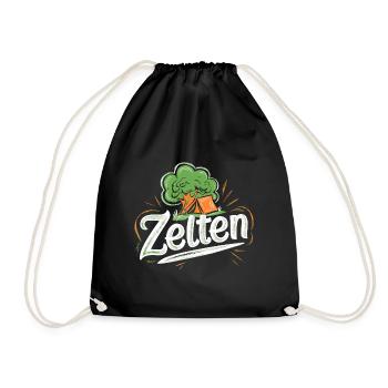 Zelten Outdoor Camper Abenteuer Naturfreund - Turnbeutel - Schwarz - Vorne