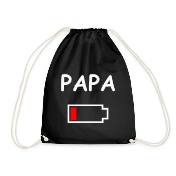 Papa Akku Leer - Turnbeutel - Schwarz - Vorne