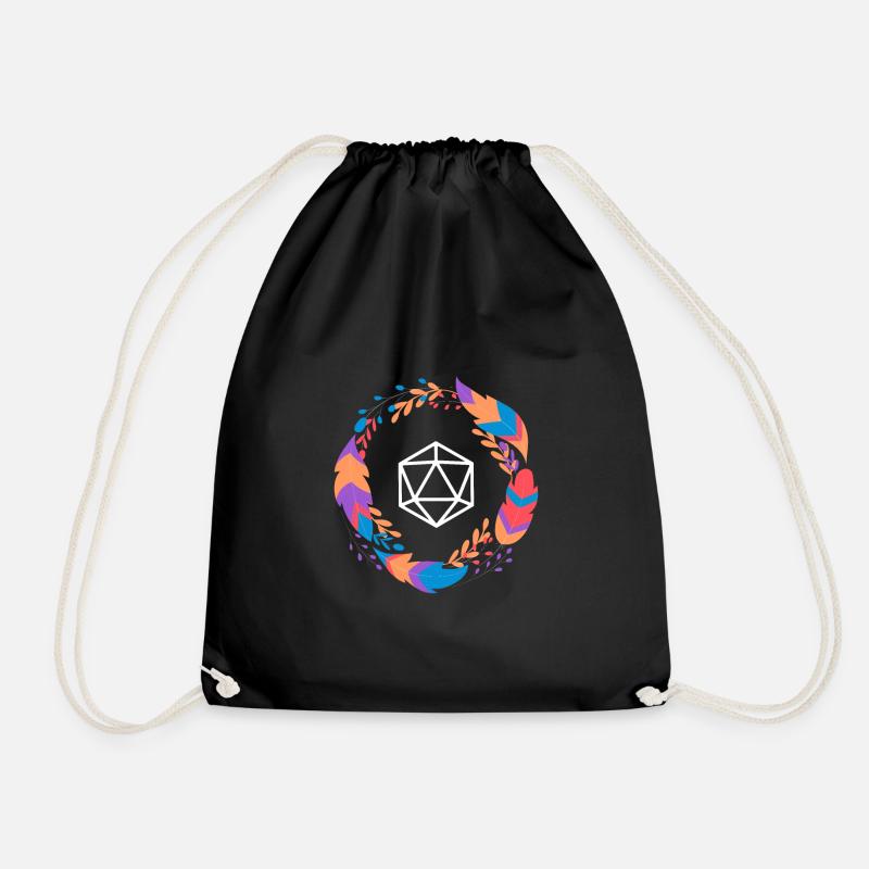 Buntes Boho D20 Würfel Tabletop-Rollenspiel - Turnbeutel - Schwarz