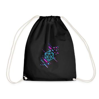 Colorful Funky Polyhedral D20 Dice Retro - Drawstring Bag - black - Front
