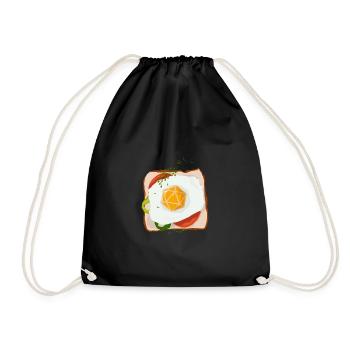 Polyhedral D20 Dice Egg Sandwich Tabletop RPG - Drawstring Bag - black - Front