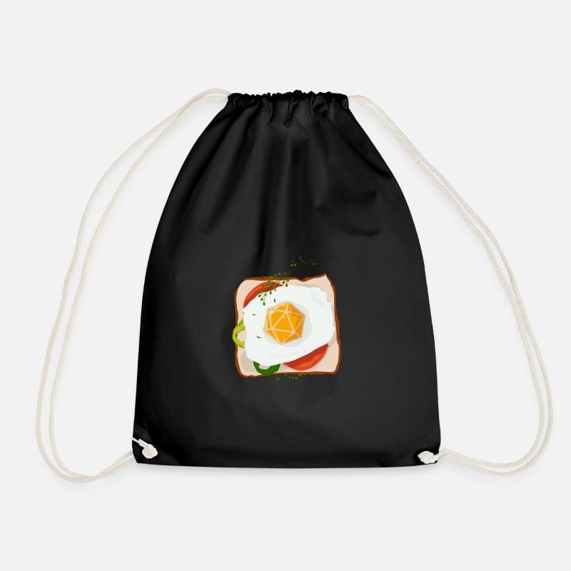Polyhedral D20 Dice Egg Sandwich Tabletop RPG - Drawstring Bag - black