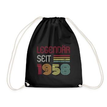 Legendär Seit 1958 Jahr Retro 58er Jahrgang - Turnbeutel - Schwarz - Vorne