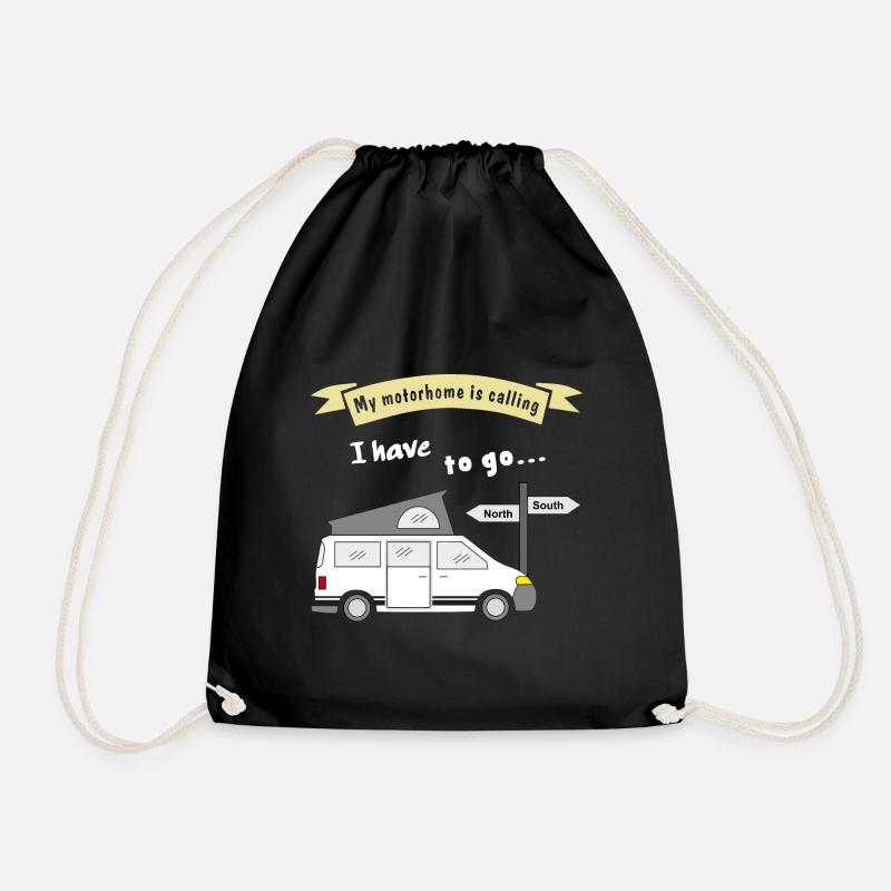 my motorhome is calling - Drawstring Bag - black