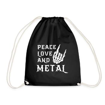 Peace Love And Metal - Music - Saying - Drawstring Bag - black - Front