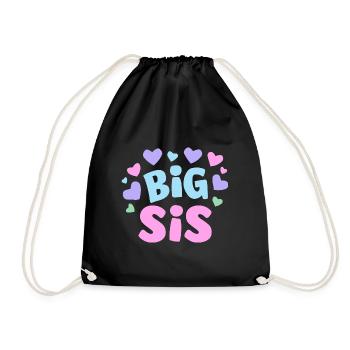 Big Sis: Beste Schwester Geburtstag Geschenk - Turnbeutel - Schwarz - Vorne