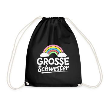 Große Schwester Regenbogen Schwangerschaft - Turnbeutel - Schwarz - Vorne